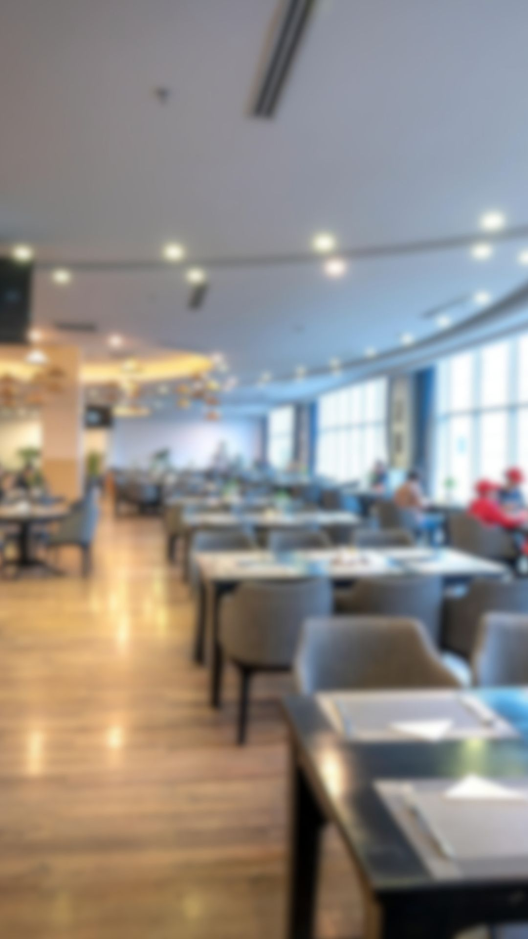 Panoramic view of a modern smart office interior hallway